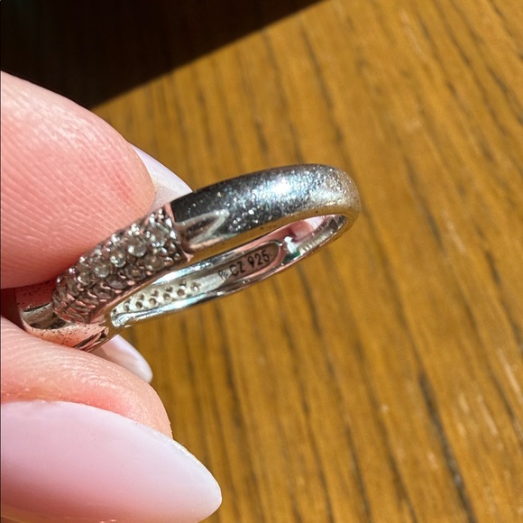 Silver and Green Gemstone Ring sz 7 - Picture 4 of 5